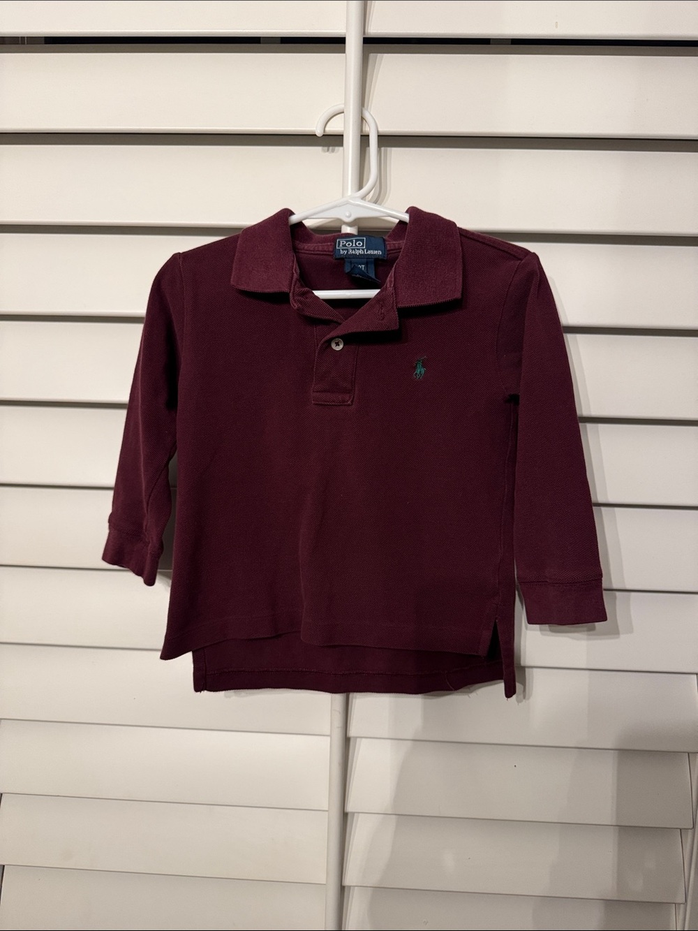 Polo by Ralph Lauren Maroon Long-Sleeve Polo with Green Pony